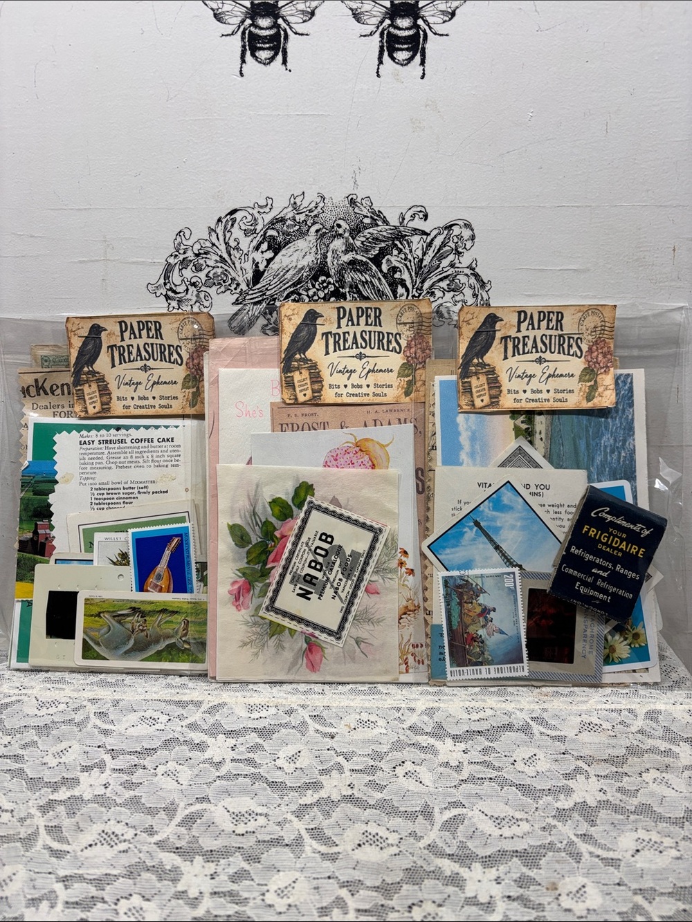 Paper Treasures Vintage Ephemera Pack - Floral Accent Pack of 3 circa 1950-70